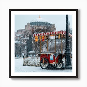 Snowy Market In Istanbul Art Print