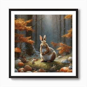 Rabbit In The Woods 1 Art Print