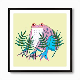 Frog And Plants Square Art Print