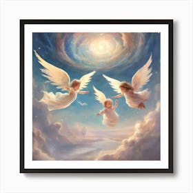 195866 Babies Flying Over Like Winged Angels In Very Beau Xl 1024 V1 0 Art Print