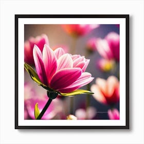 Pink Flowers Wallpaper 1 Art Print