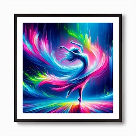"Vibrant Euphoria: Dance in Colorful Abstraction"  Dive into the 'Vibrant Euphoria: Dance in Colorful Abstraction', a visually striking artwork where the fluidity of dance meets the boldness of abstract color. This piece depicts a dancer enveloped in a whirlwind of vibrant hues that radiate with the energy of her movement. The image is a celebration of motion and color, perfect for spaces that embrace contemporary art, vivacity, and creative expression. The intense spectrum of colors captures the viewer's imagination, making it a compelling choice for those seeking to infuse their environment with the dynamic spirit of performance and modern artistic flair. Art Print