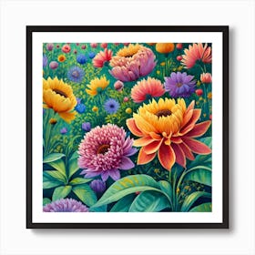 into the garden : Dahlias Art Print