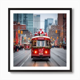 Santa Trolley In Toronto Art Print