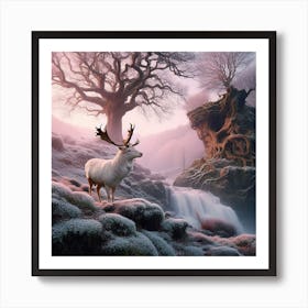 Deer In The Snow Art Print