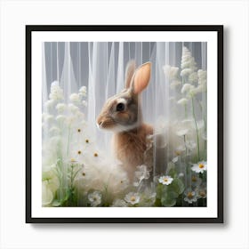 Rabbit In A Curtain Art Print