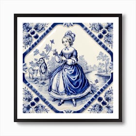 Alice In Wonderland Delft Tile Illustration 3 Art Print