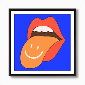 Bright Smiley Mouth Electric Blue Art Print