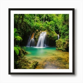 Waterfall In The Jungle 4 Art Print