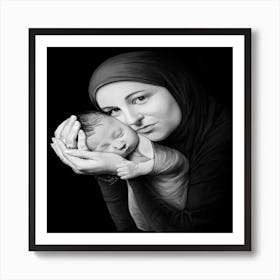 Portrait Of A Woman Holding A Baby Art Print
