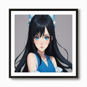 Anime Girl With Blue Eyes Art Print