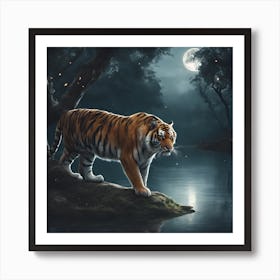 Tiger At Night Art Print
