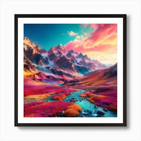 Colorful Mountain Landscape Art Print