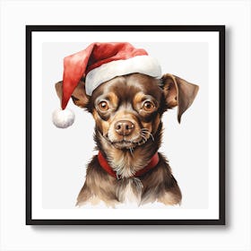 Chihuahua Santa Hat 3 Art Print