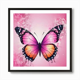 Pink Butterfly Wallpaper 1 Art Print