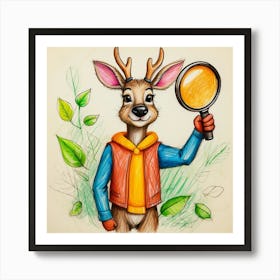 Deer With Magnifying Glass 14 Art Print