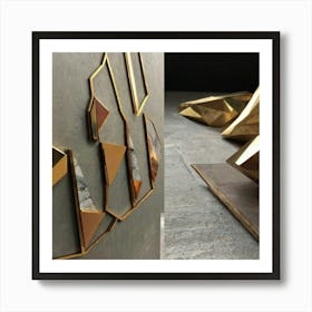 Gold Geometric Sculptures Art Print