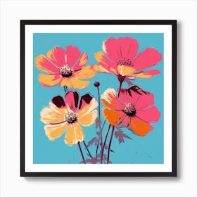 Andy Warhol Style Pop Art Flowers Cosmos 2 Square Art Print