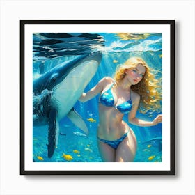 Girl And A Whale jk Art Print