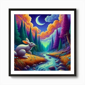 Rabbit In The Forest Art Print