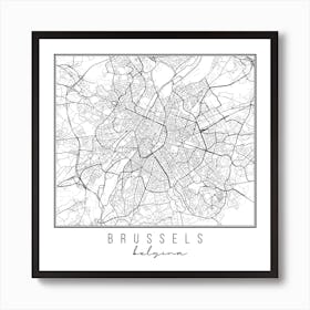 Brussels Belgium Street Map Art Print