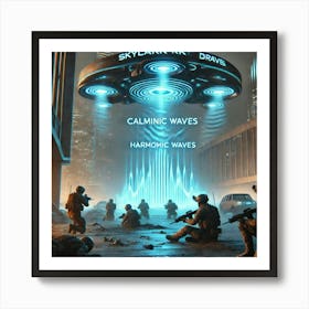 A Futuristic Sci Fi Scene Featuring Skylark Drones Calming Waves Retry Art Print