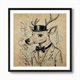 Deer In A Suit 8 Art Print