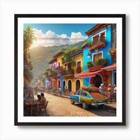 Colorful Street In Cuba Art Print