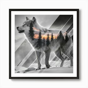 Wolf At Sunset Art Print