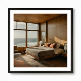 Bedroom Of A Modern Brutalist House On The Beachfr Art Print