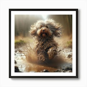 Dog Running In Mud 3 Art Print