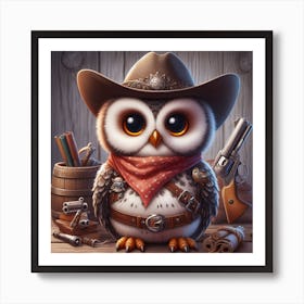 Cowboy Owl 3 Art Print