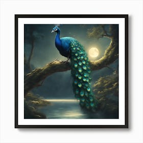 0 I Want A Picture Of A Peacock In The Forest With A Esrgan V1 X2plus (1) Art Print