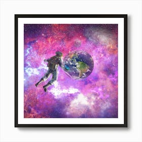 Astronaut Earth Space Planet Universe Fantasy Astronomy Globe Nasa Moon Astronautics Art Print