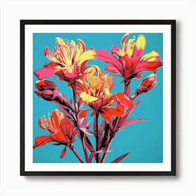 Andy Warhol Style Pop Art Flowers Kangaroo Paw 1 Square Art Print