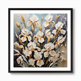 Pattern with White Irises flowers 1 Art Print