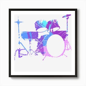 Cool Drum Kit Percussion Vintage Retro Drummer Costume Art Print