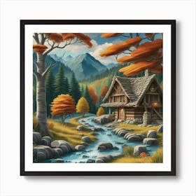 A peaceful, lively autumn landscape 20 Art Print