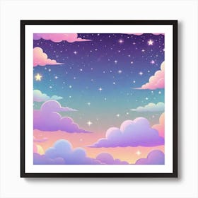 Sky With Twinkling Stars In Pastel Colors Square Composition 43 Art Print