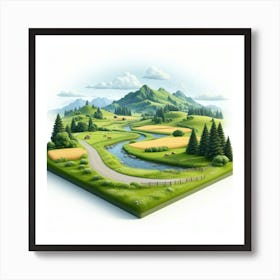 Landscape 3d Illustration Art Print