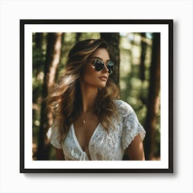 Beautiful Woman In The Woods Art Print