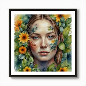 Sunflower Girl Art Print