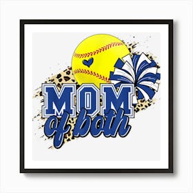 Mom Of Both Softball And Cheer Leopard Blue Art Print