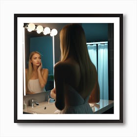 Beautiful Woman In Bathroom Poster