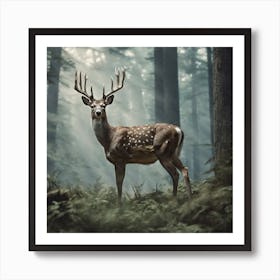 Deer In The Forest Haze Ultra Detailed Film Photography Light Leaks Larry Bud Melman Trending (18) Art Print