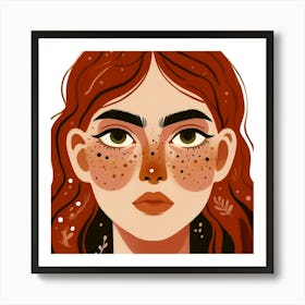 Pretty Face Girl With Freckles and Red Hair - Redhead woman  Art Print