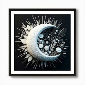 Moon And Flowers 1 Art Print