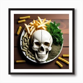 Skull On A Plate Art Print