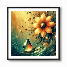 Water Drop Flower Art Print