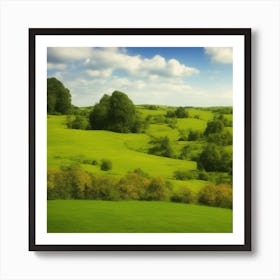 Green Field With Trees Art Print